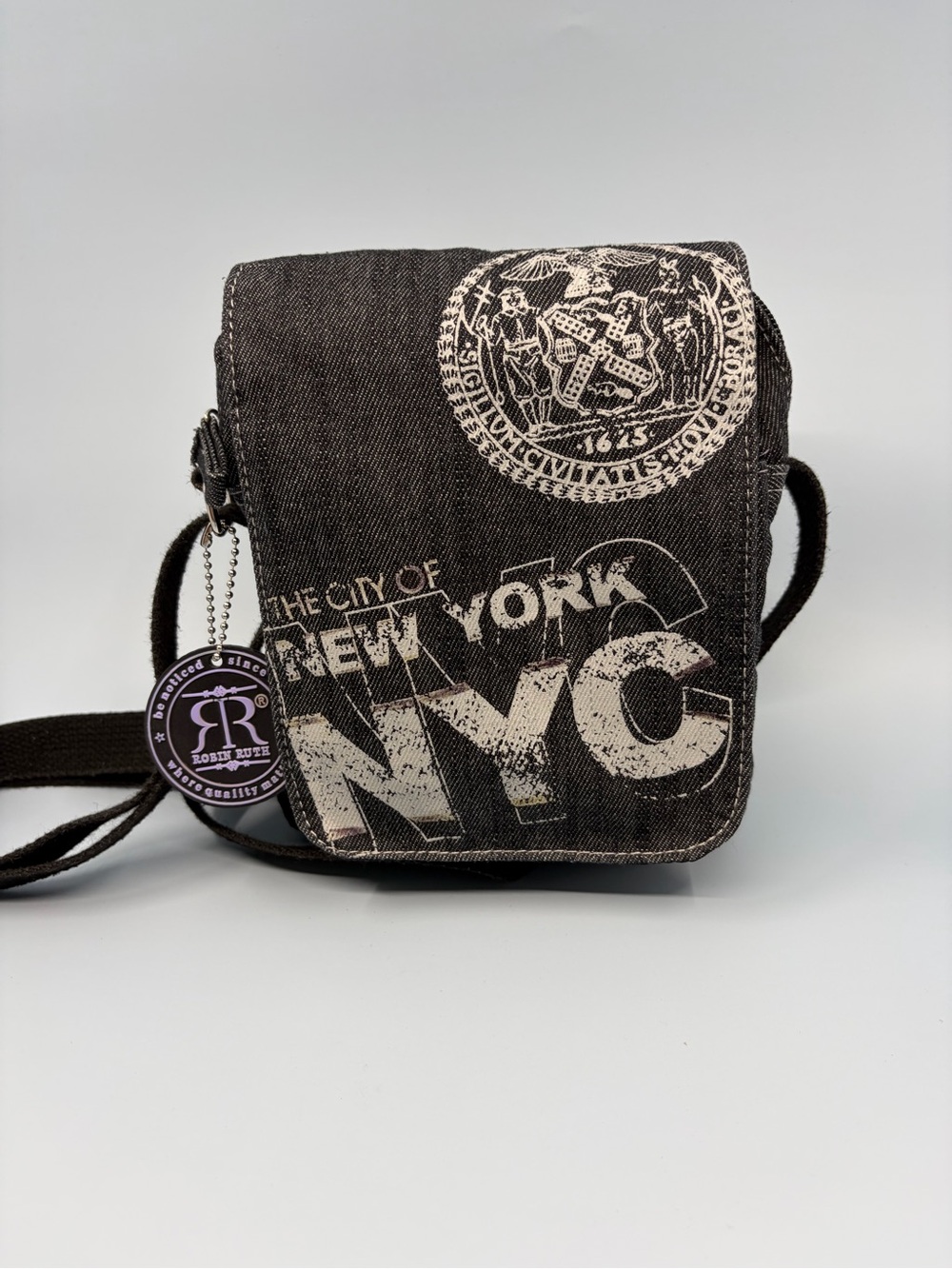 Robin Ruth New York City Denim Crossbody Bag Flap Mini Messenger Souvenir NYC